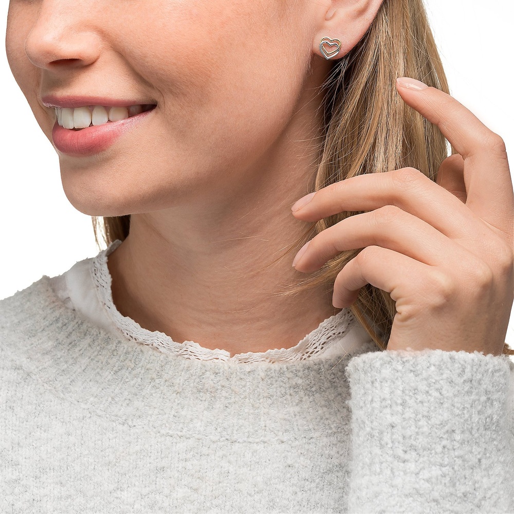 Valeria Boucles d'oreilles à fermoir à poussette 375 Or jaune, 375 Or blanc Boucles d'oreilles