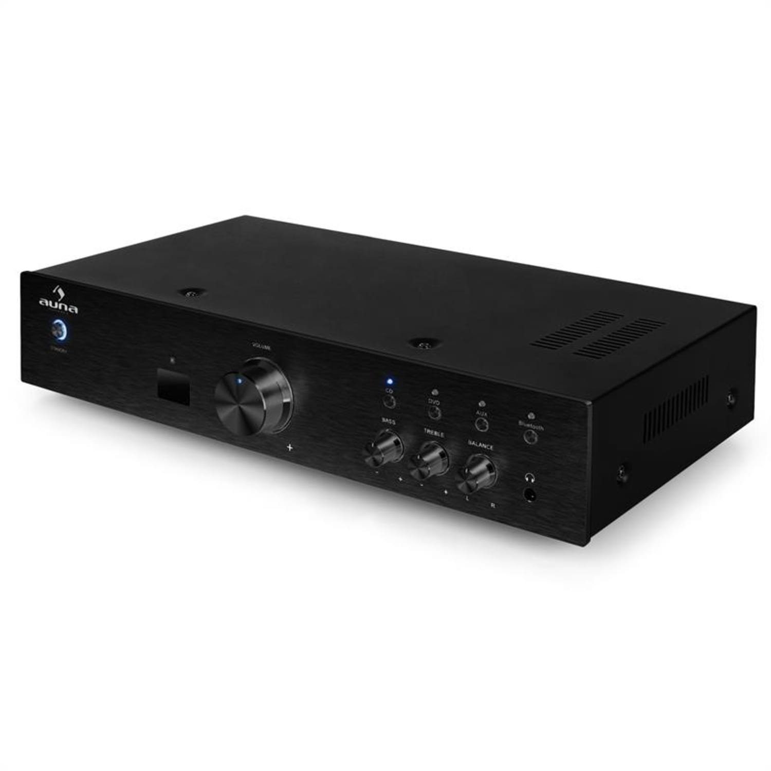 Auna AV2-CD508BT Audioverstärker (Anzahl Kanäle: 3 Stereo-Cinch-Line-Eingänge für CD-Player, DVD-Player sowie AUX-Quellen, 125 W, Digital Audio Bluetooth Verstärker HiFi Stereo Amplifier)