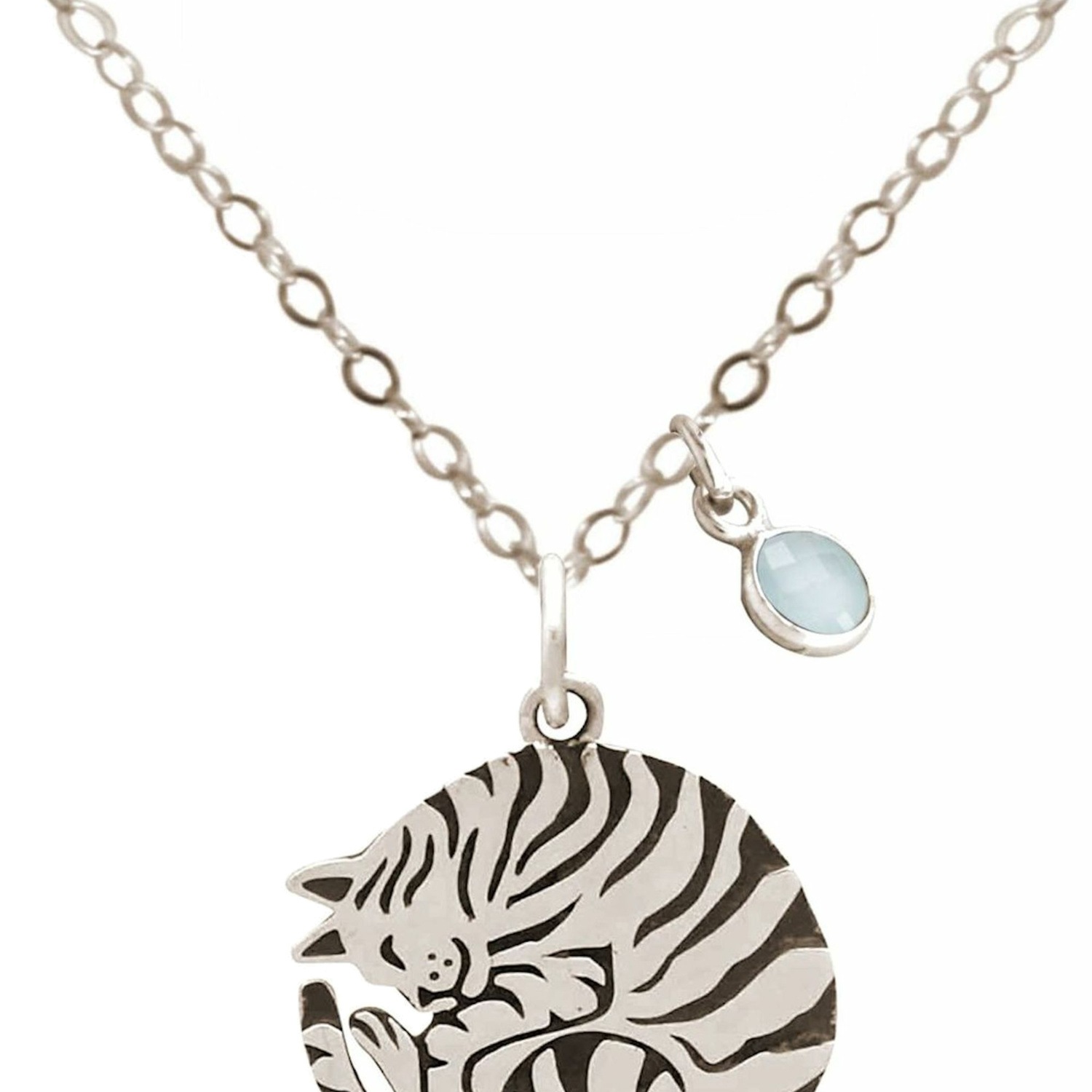 Kette mit Anhänger 'Curly Katze Chalcedon'