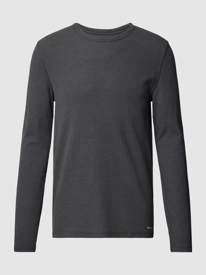 Longsleeve mit Label-Print in dunkelgrau meliert