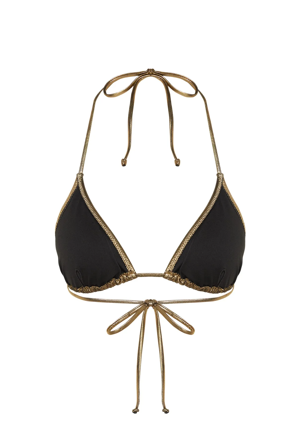 Trendyol Collection  Goldenes Triangel-Bikinioberteil mit glänzendem Lackdruck TBESS23BU00383