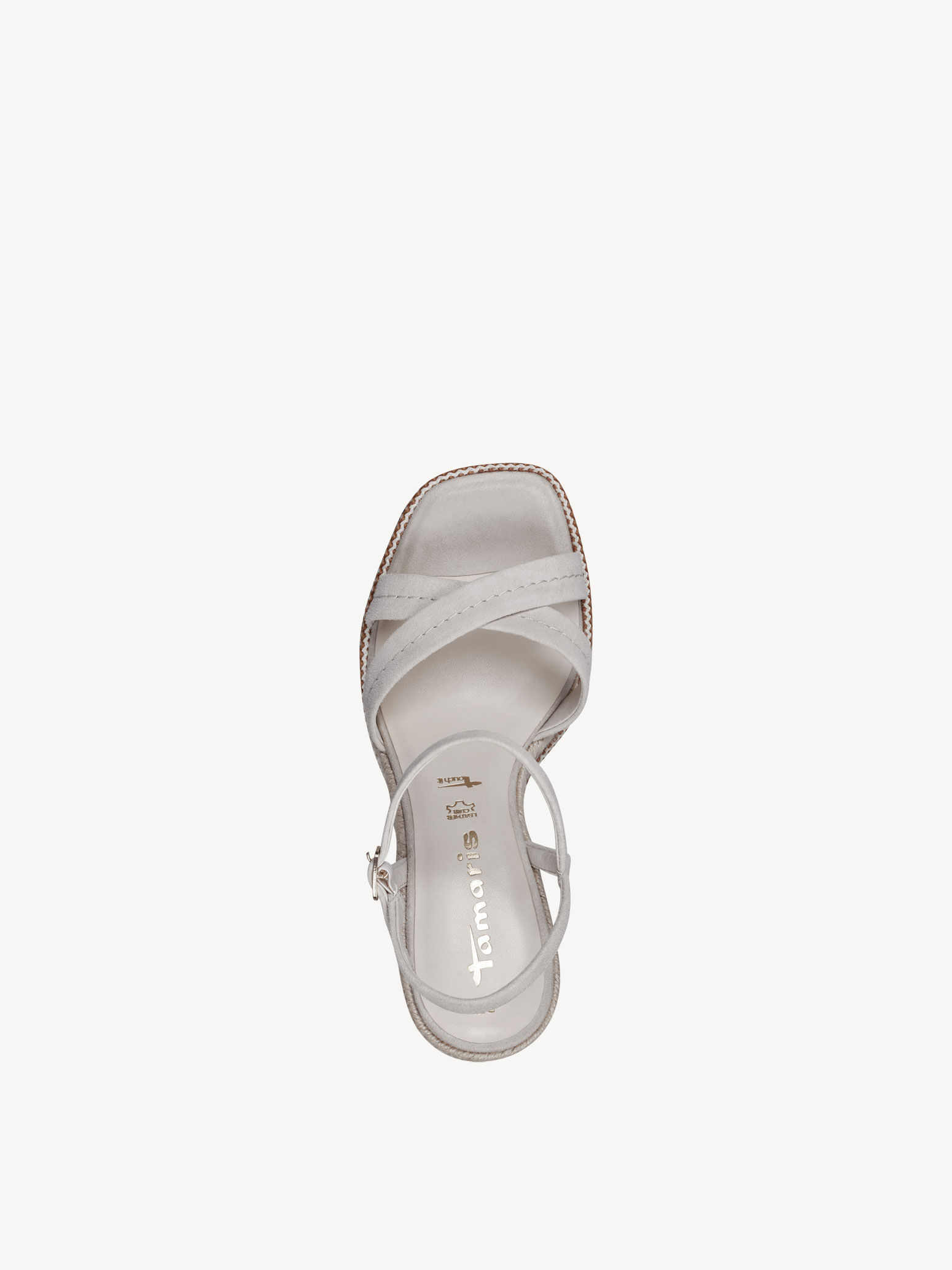 Sandale à talon en cuir - beige