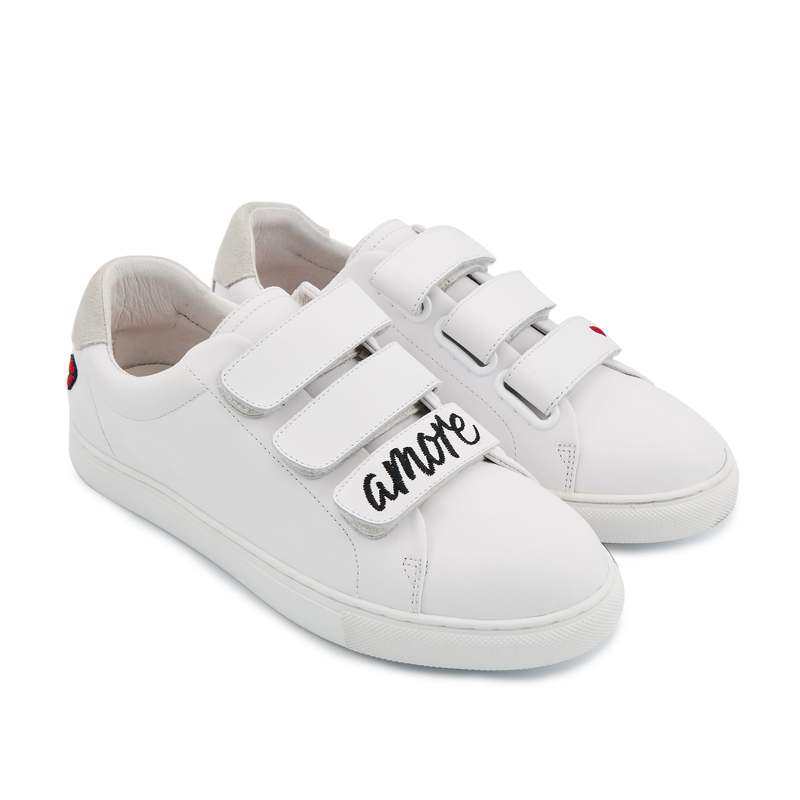 Baskets en cuir Edith amore blanc/noir