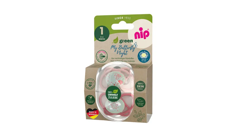 nip®Schnuller My Butterfly Night Green Silikon Größe 1 (0-6 Monate)
