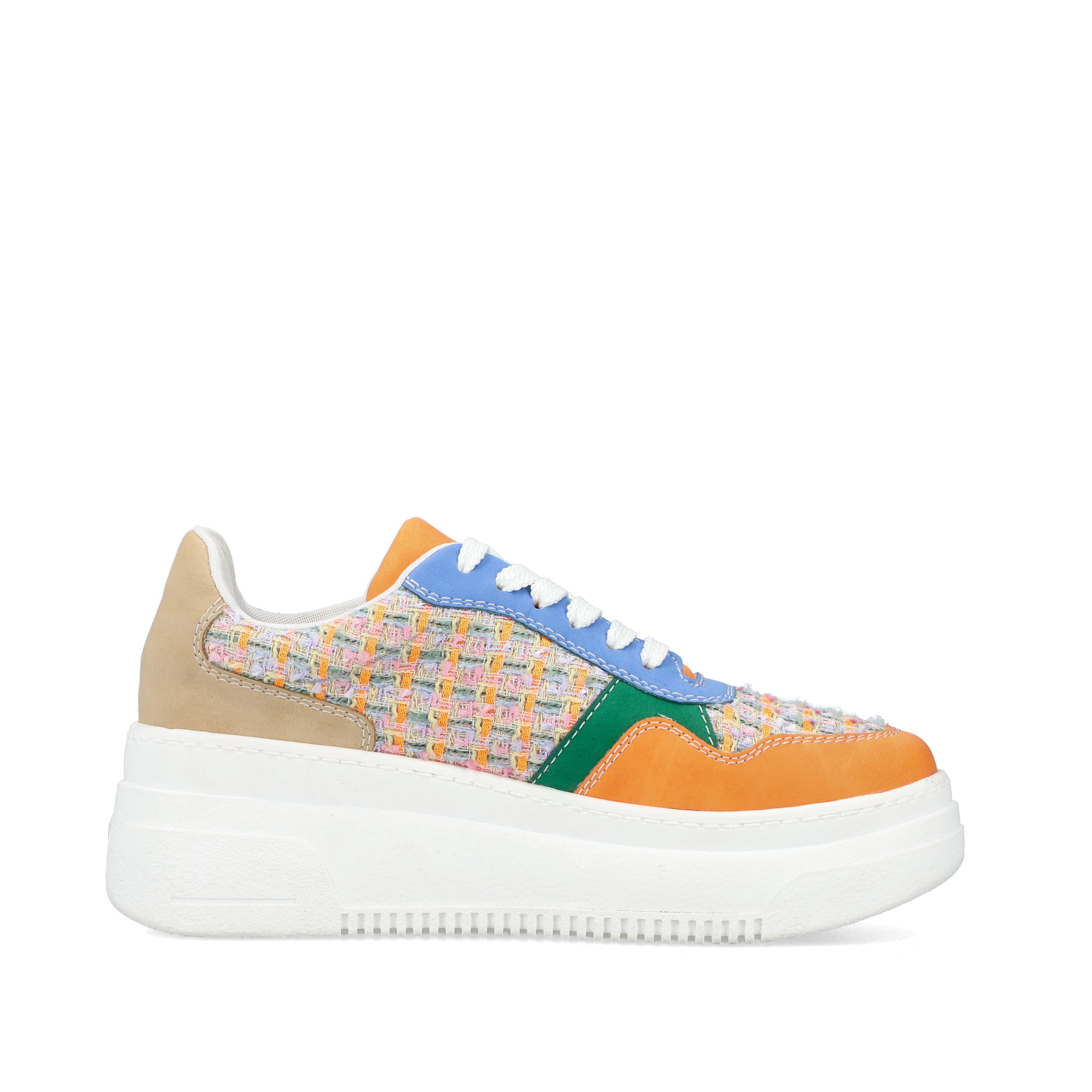 Rieker Damen Sneaker Low multi-orange-smaragdgrün
