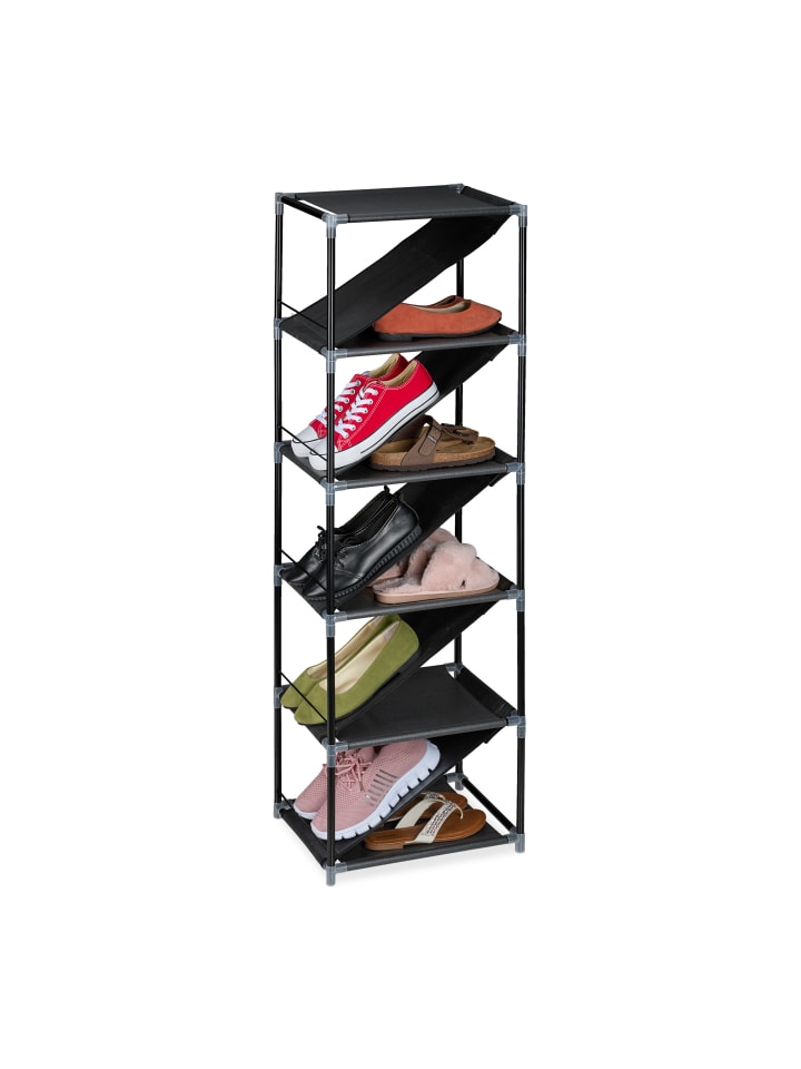 relaxdays Schuhregal in Grau/ Schwarz - (B)38 x (H)121 x (T)30 cm günstig kaufen onesize