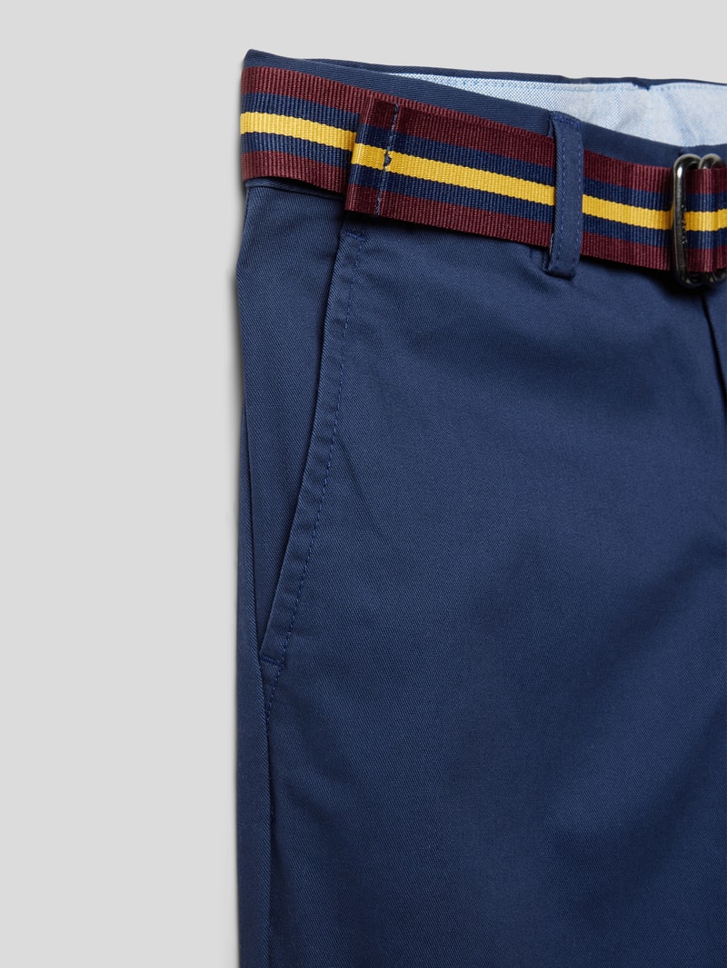 Stoffhose mit Gürtel Modell 'BEDFORD' in marineblau