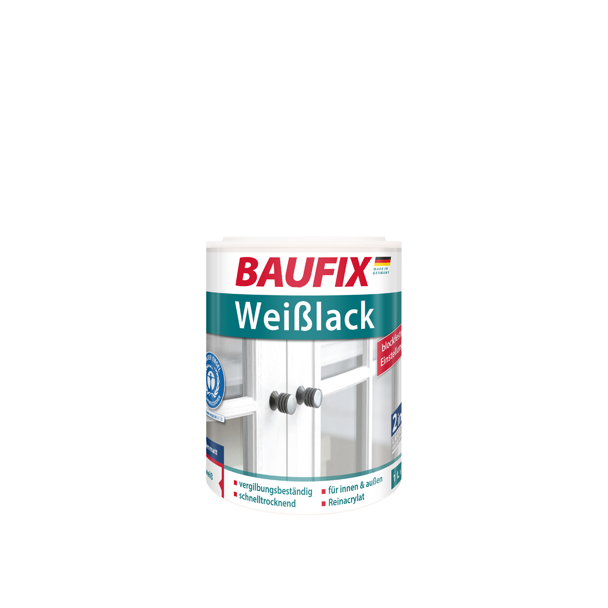 Baufix Weißlack seidenmatt 4 er Set