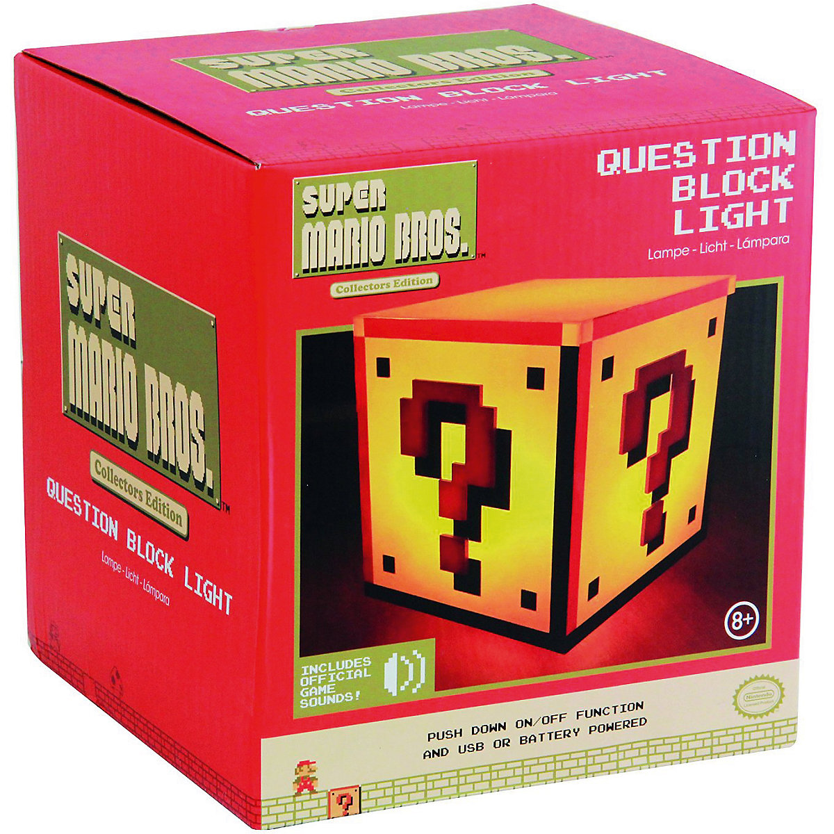 Fragezeichen-Block Super Mario mit Licht + Sound