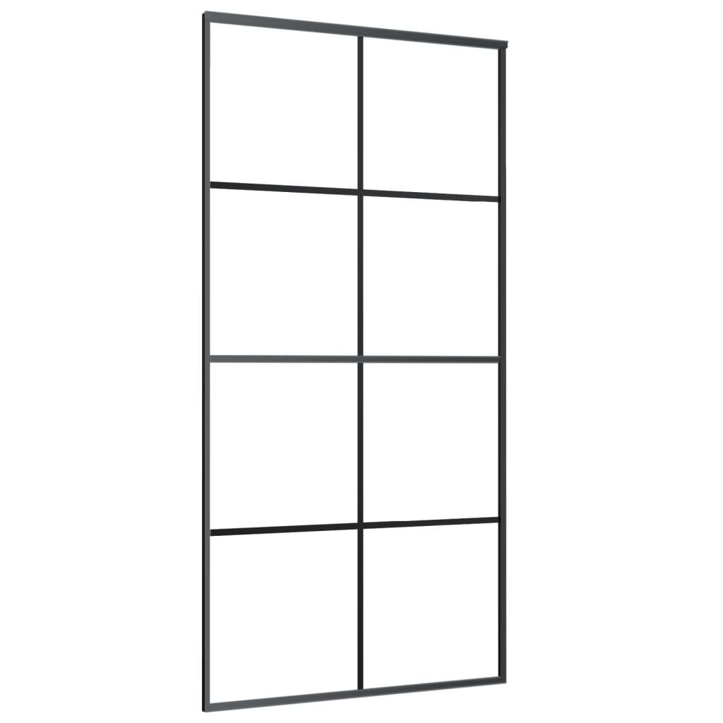 vidaXL Haustür Schiebetür mit Beschlag 102,5x205 cm ESG-Glas & Aluminium (1-St)