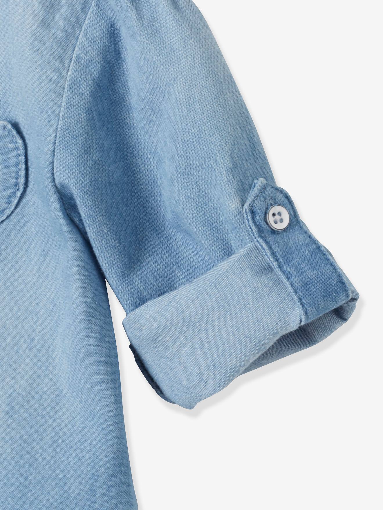 Vertbaudet Mädchen Baby Jeansbluse Oeko-Tex, personalisierbar - bleached