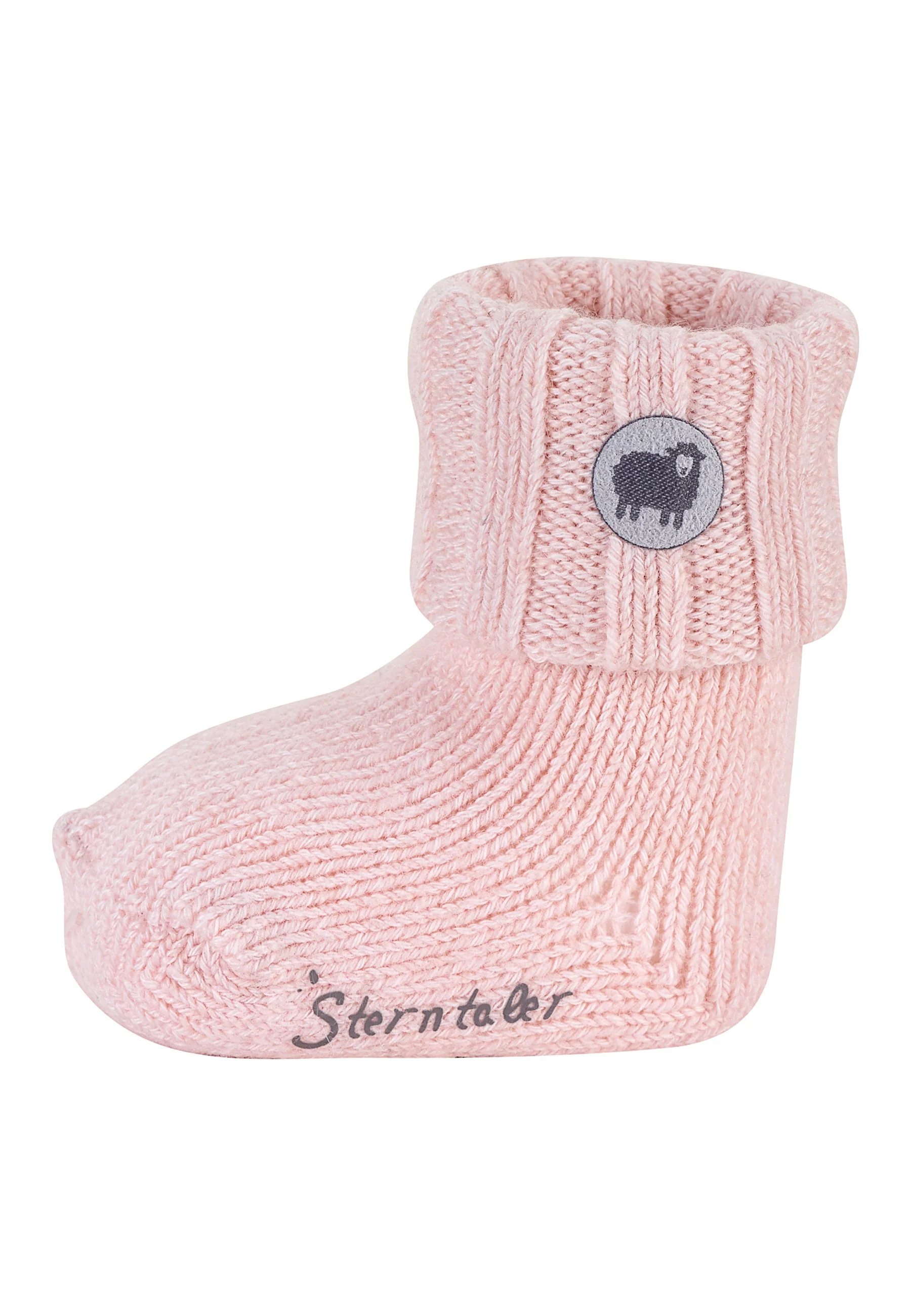 Babysocken uni, mit Wolle und Applikation Schaf