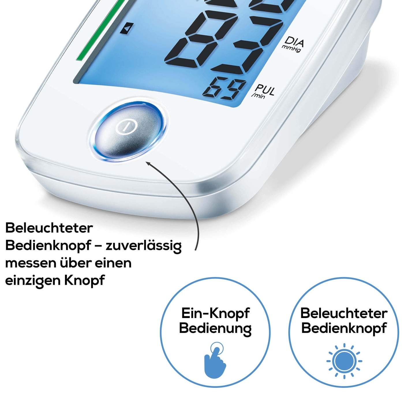 Beurer Oberarm-Blutdruckmessgerät BM 44-Einfach bedienbares Oberarm-Blutdruckmessgerät mit beleuchtetem XL-Display