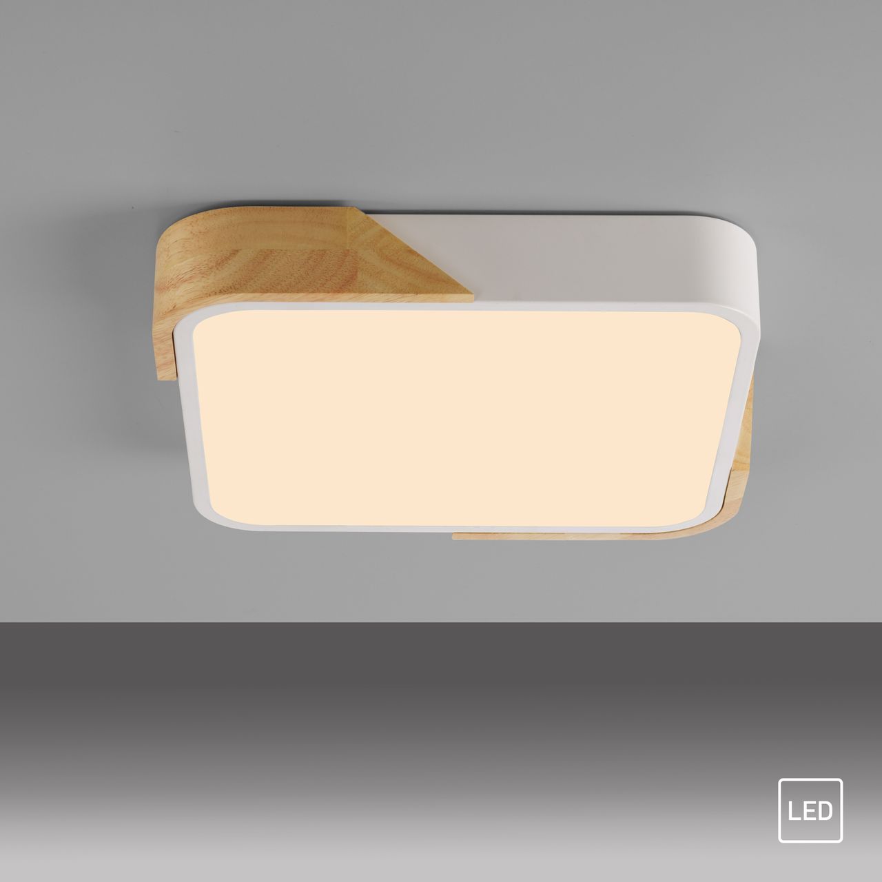 JUST LIGHT LED Deckenleuchte BILA, 1xLED-Board/24Watt, 3000K, quadratisch, Weiss