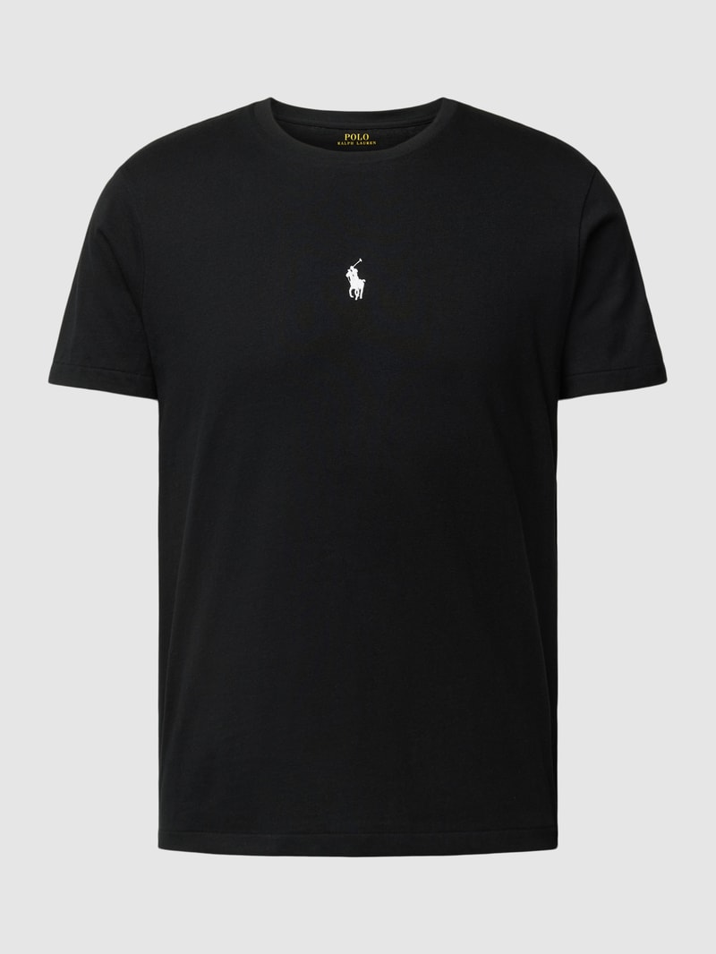T-Shirt mit Logo-Stitching in schwarz