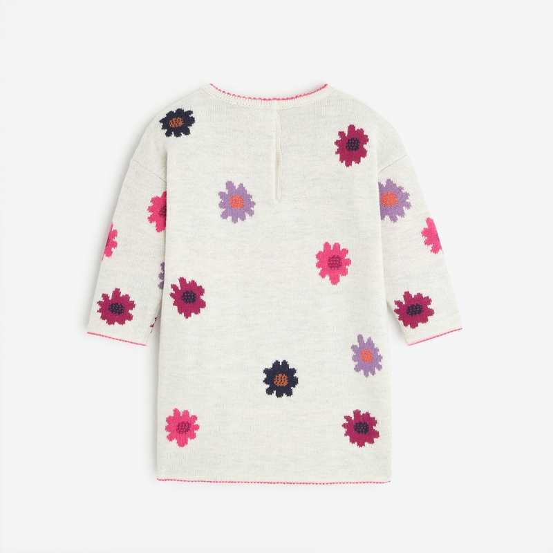 Robe grisee à fleurs pour bébé fille en tricot Catimini