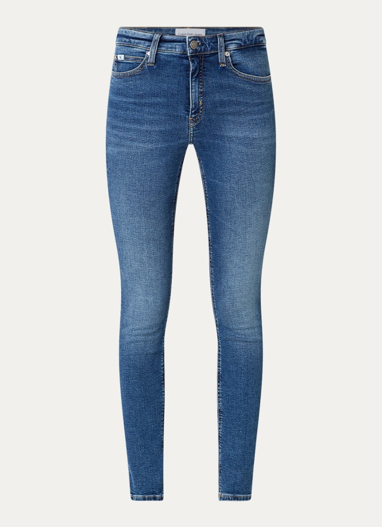 Jeans skinny a vita media Calvin Klein, lavaggio medio