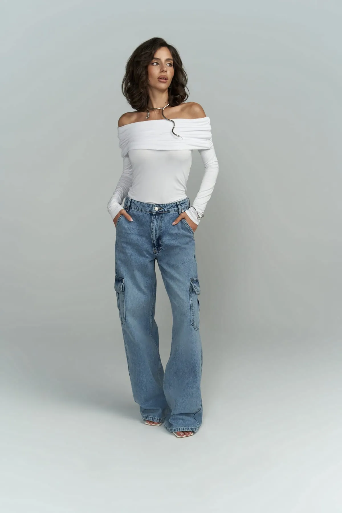 MAİ COLLECTİON  Montes – Blaue Cargo-Jeanshose