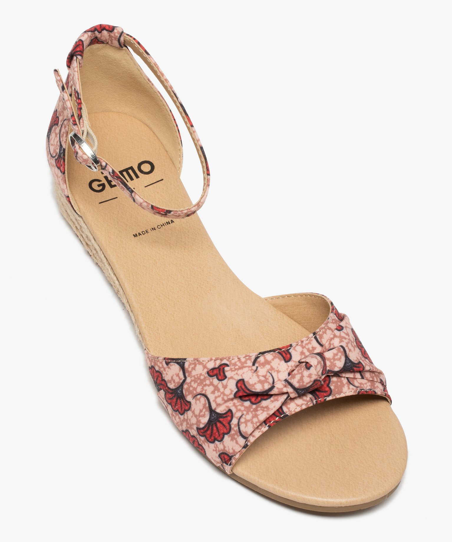 Sandales femme à petit talon compensé et dessus drapé multicolore | GEMO