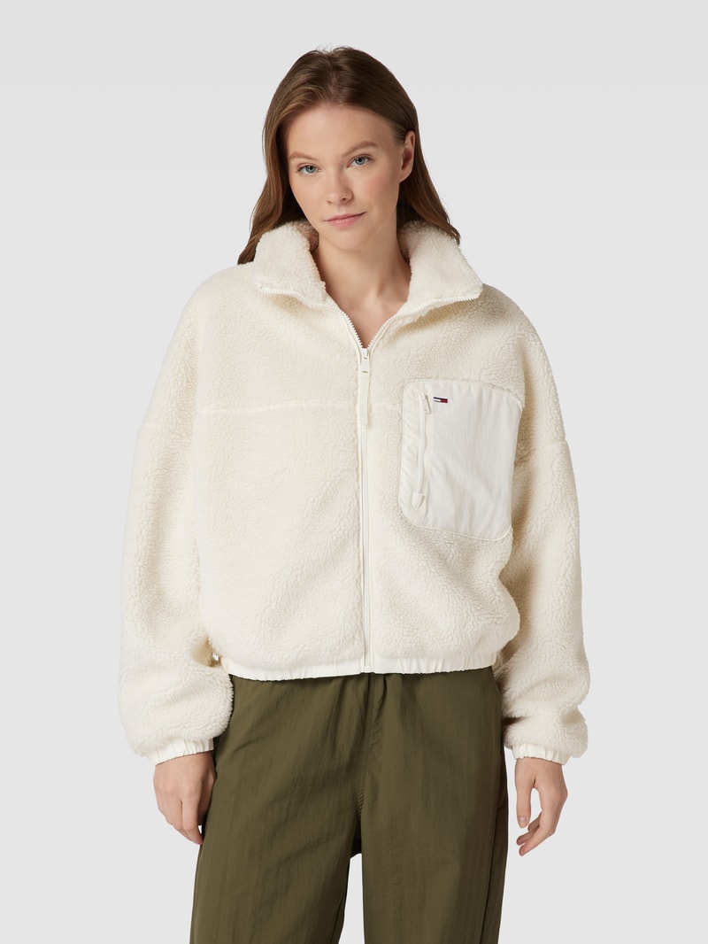 Jacke aus Teddyfell mit Brusttasche Modell 'CASUAL' in offwhite