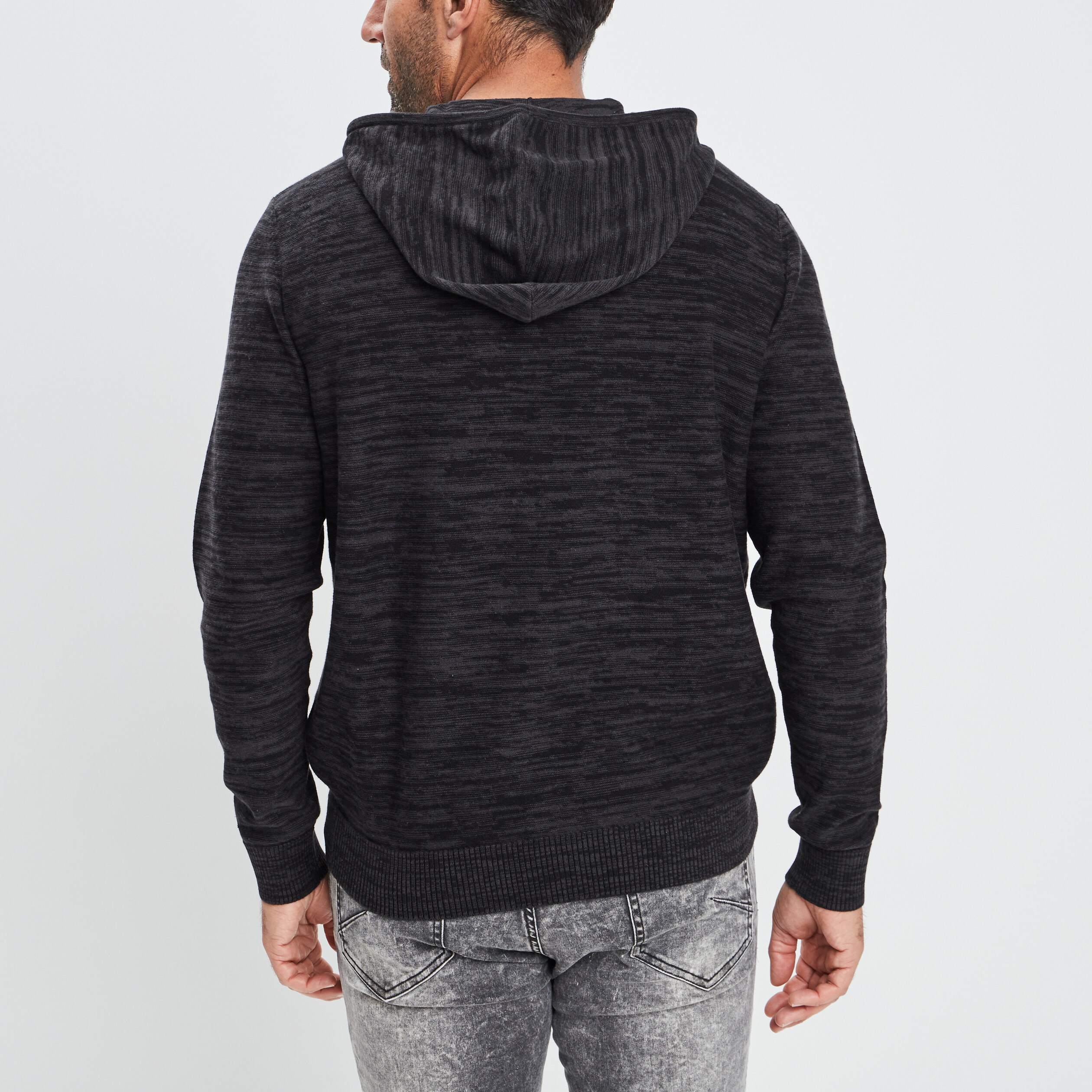Sweat zippé à capuche gris foncé homme | La Halle