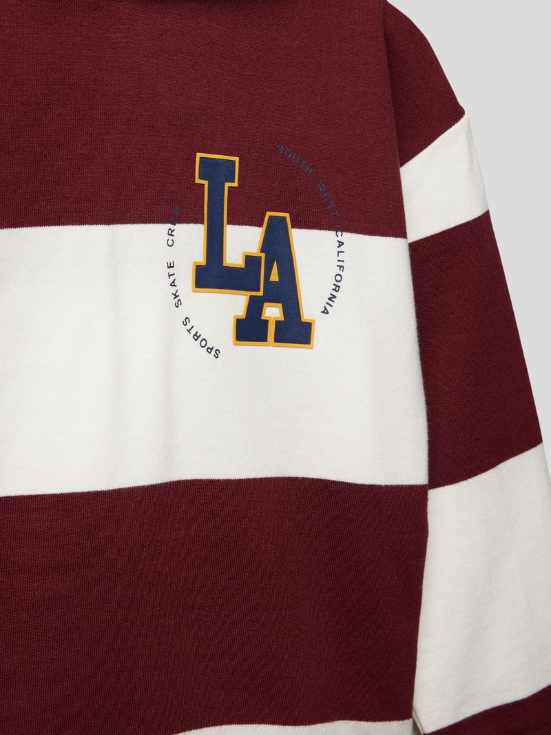Sweatshirt mit Blockstreifen Modell 'academy' in bordeaux rot