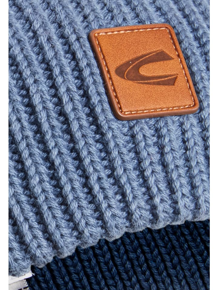 Camel Active Beanie aus einem Baumwoll-Kaschmir-Mix in Denim Blau günstig kaufen onesize