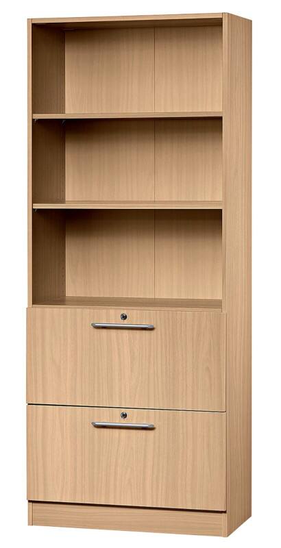 Hammerbacher Matrix Melaminharzbeschichtete Spanplatte Aktenschrank 2 Fachböden 800 x 420 x 2.004 mm Buche