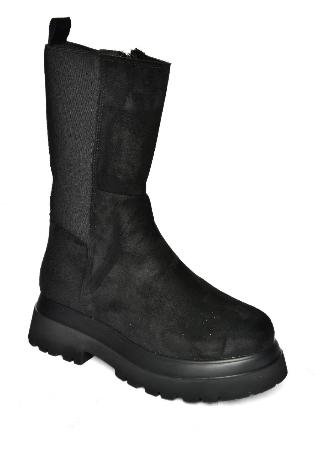 Fox Shoes  R267043102 Schwarze Wildleder-Stretch-Damenstiefel mit dicken Sohlen