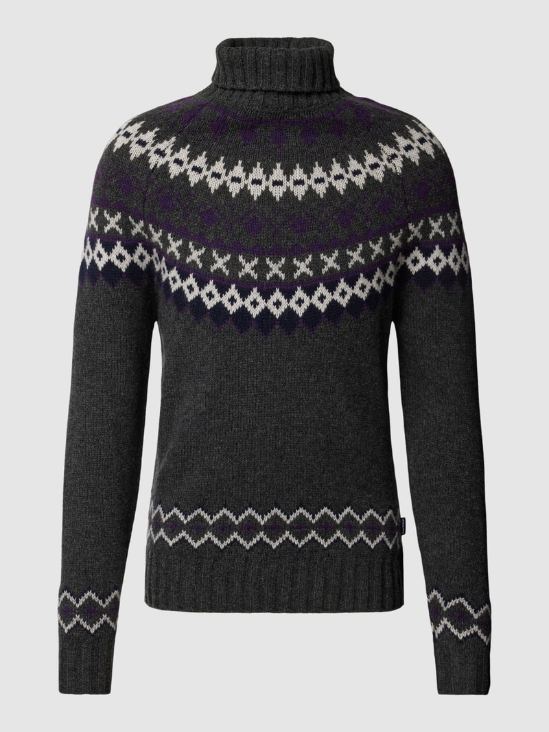 Norwegerpullover mit Rollkragen und Label-Detail in anthrazit