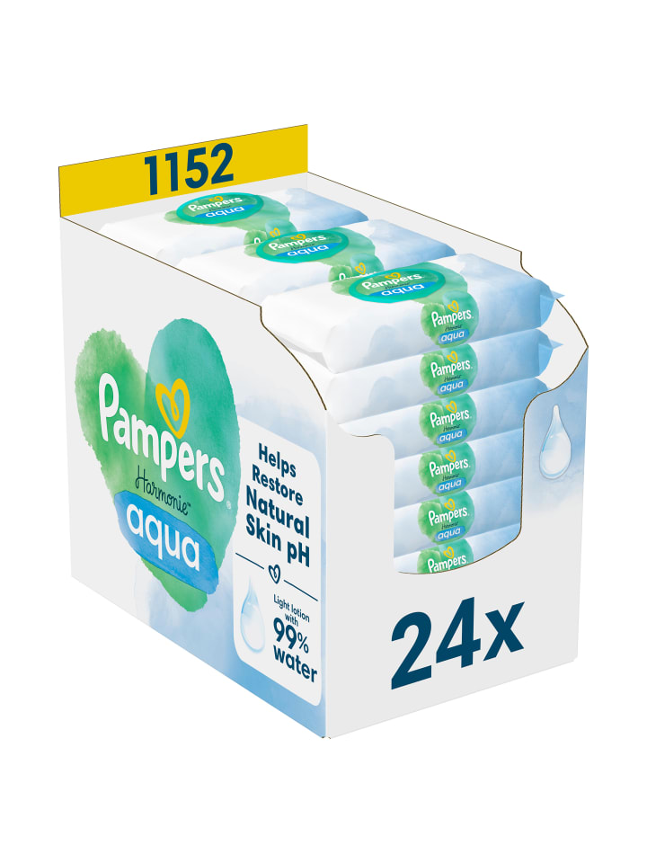Pampers Pampers Harmonie Aqua Feuchttücher 24 Packungen = 1152 Feuchttücher günstig kaufen onesize