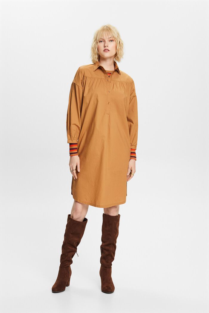 Hemdblusenkleid mit Bindegürtel, 100 % Baumwolle