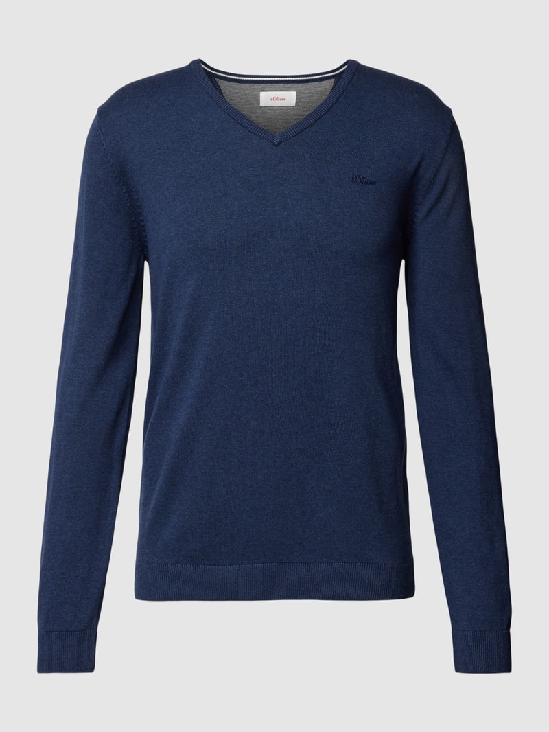 Strickpullover mit V-Ausschnitt Modell 'SEASONAL' in royalblau