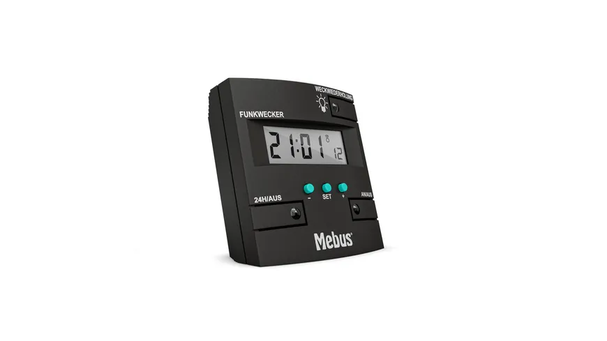 Mebus Funkwecker digital schwarz