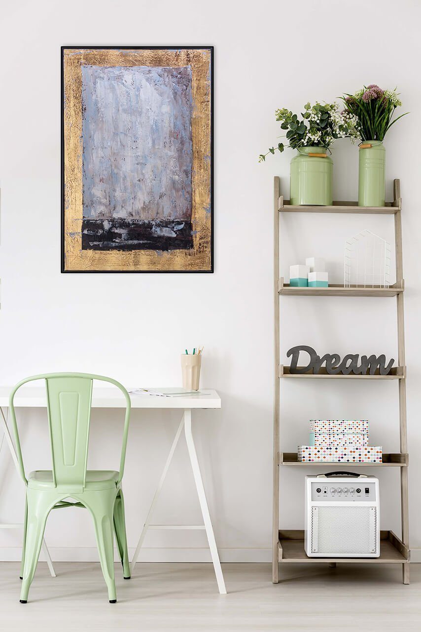 KUNSTLOFT Gemälde Goldene Aura 60x90 cm, Leinwandbild 100% HANDGEMALT Wandbild Wohnzimmer