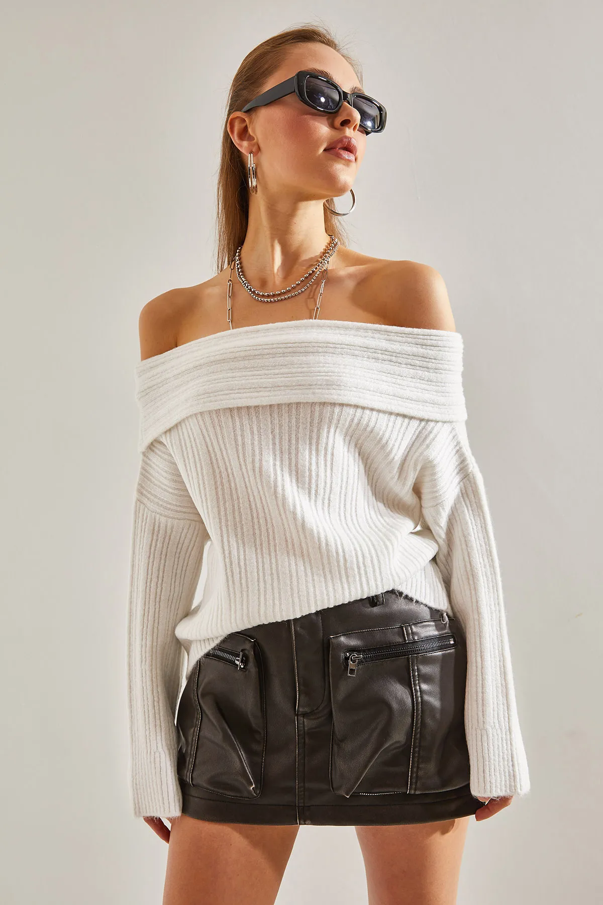 Bianco Lucci  Damenpullover mit Rüschenkragen