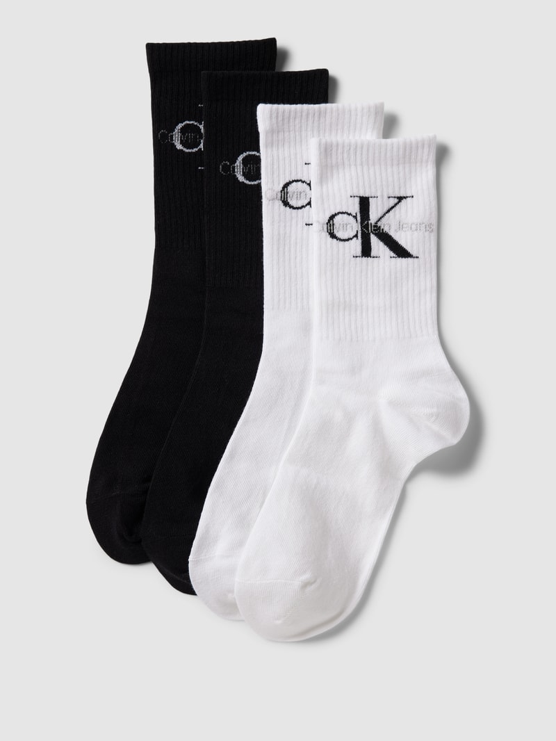 Socken mit Label-Print im 4er-Pack in schwarz