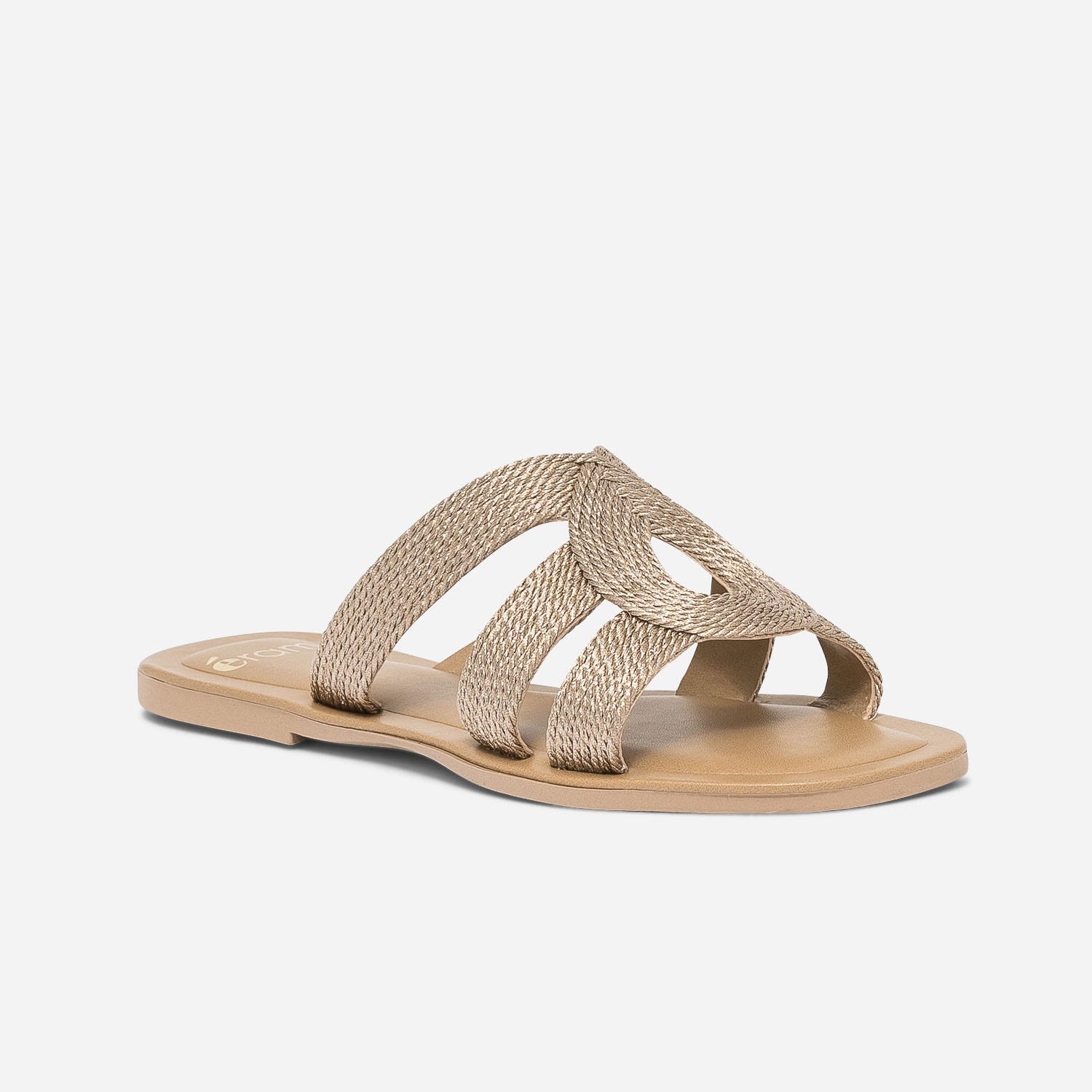 Mule bronze en textile tressé