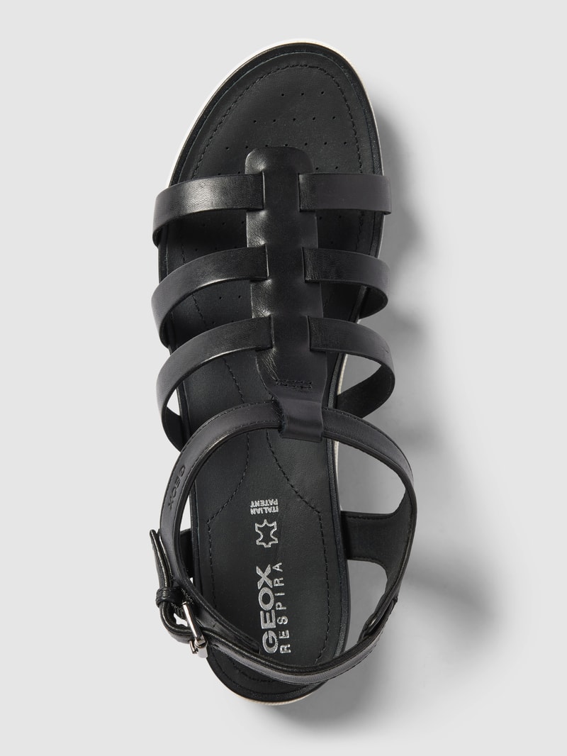 Sandalen mit Dornschließe in metallic in schwarz