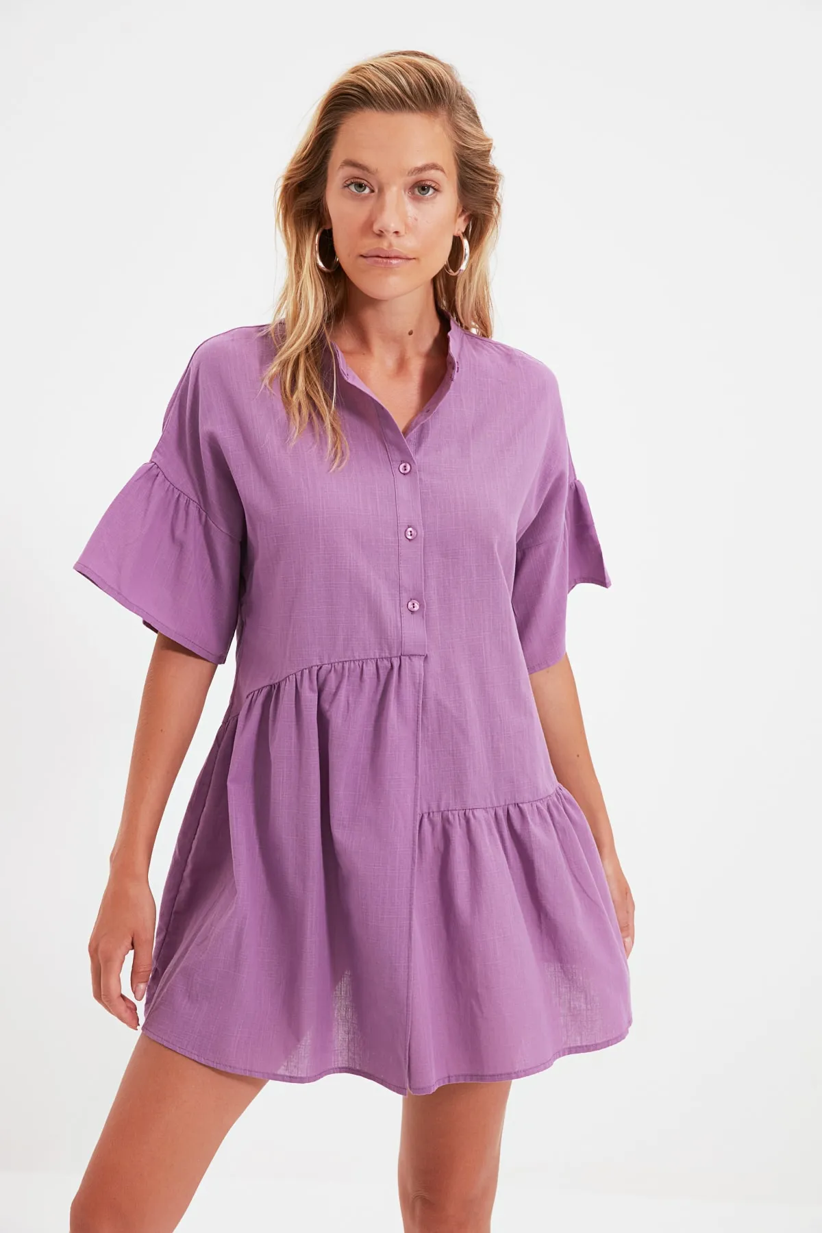 Trendyol Collection  Lila asymmetrisches Rüschen-Strandkleid TBESS20EL0873