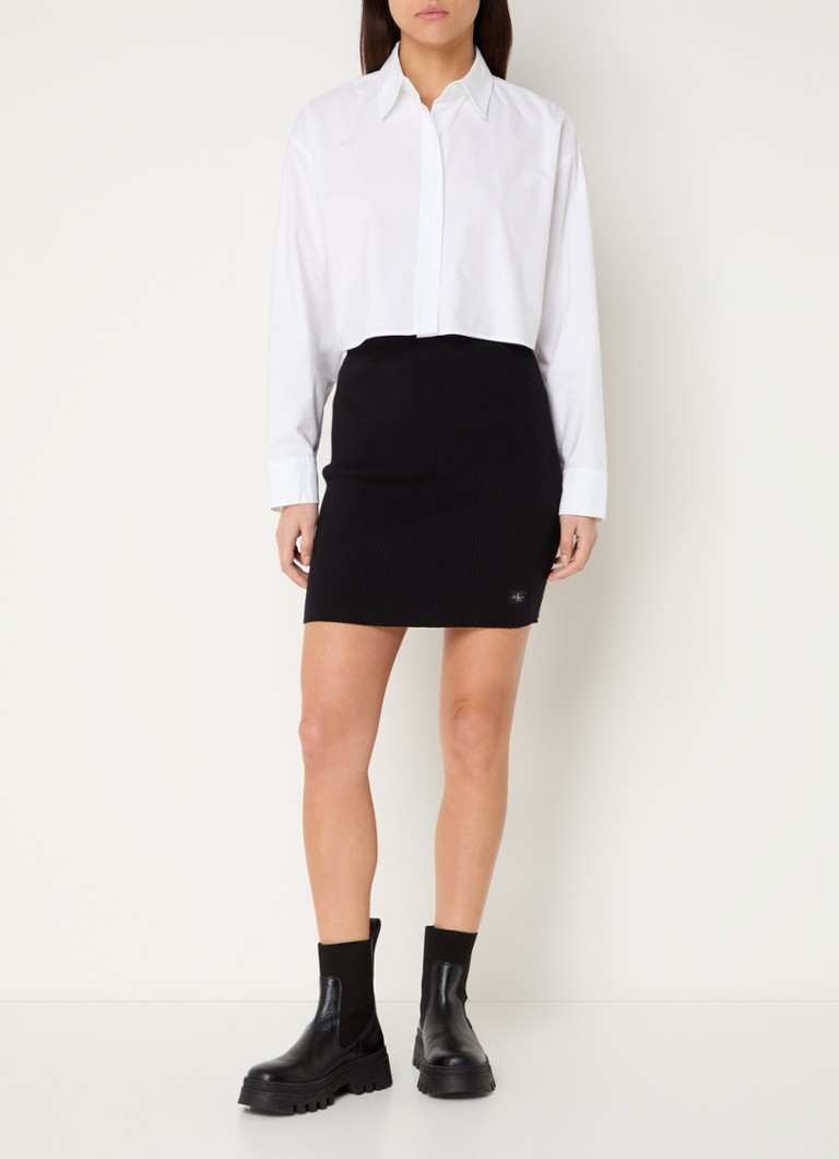 Calvin Klein Rib-knit mini skirt with logo