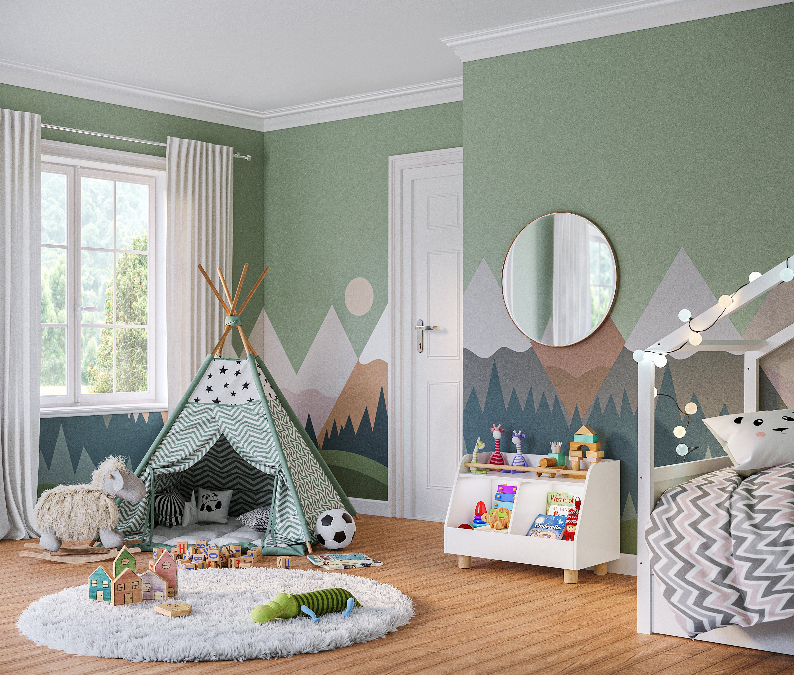 Bellabino Kinderregal Belly, Spielzeugregal weiß, 2 Fächer für Spielzeug, 1 Ablage