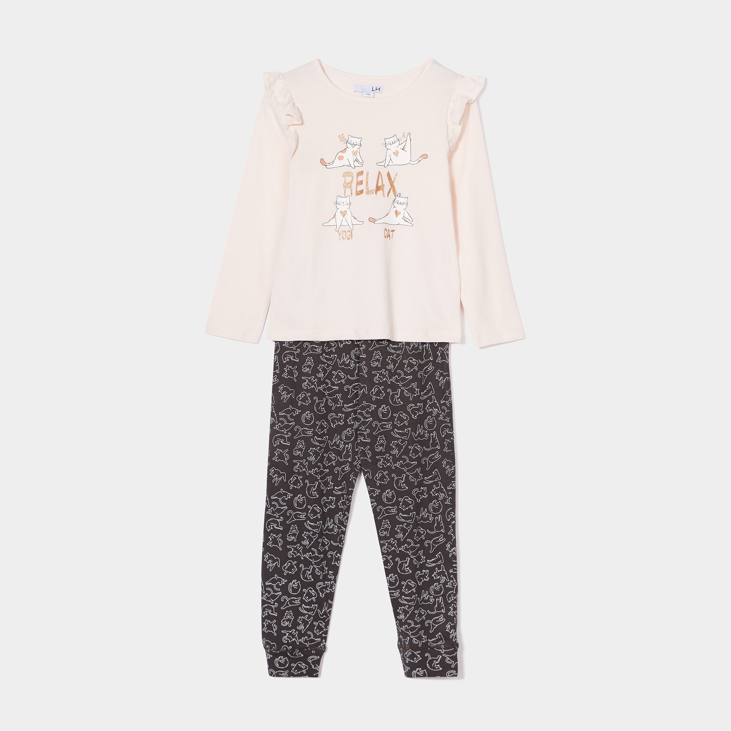 Ensemble pyjama 2 pièces bas resserré rose clair fille | La Halle