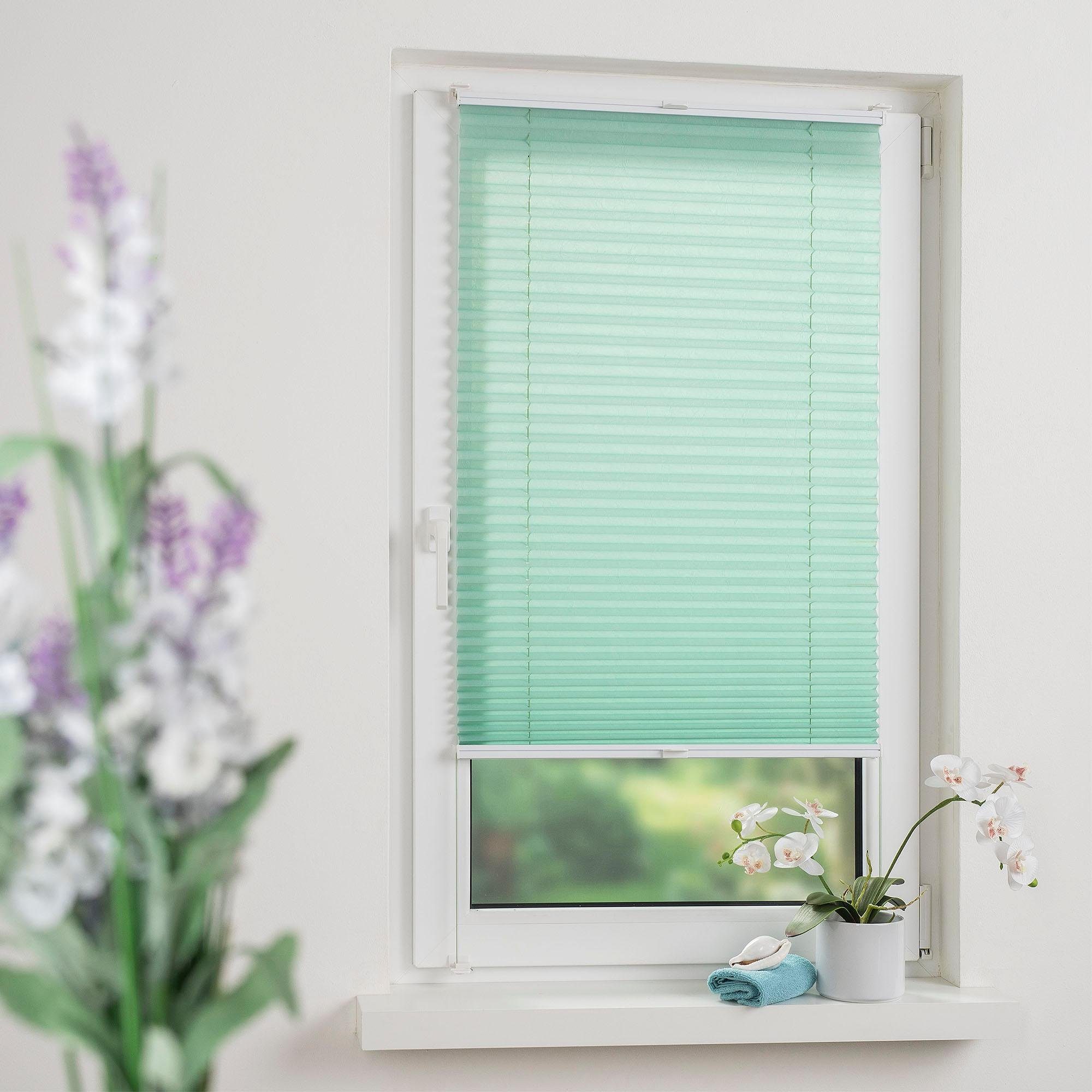 Plissee Pastell, Liedeco, Lichtschutz, ohne Bohren, verspannt, Klemmfix, Klemmfix-Plissee, Pastell