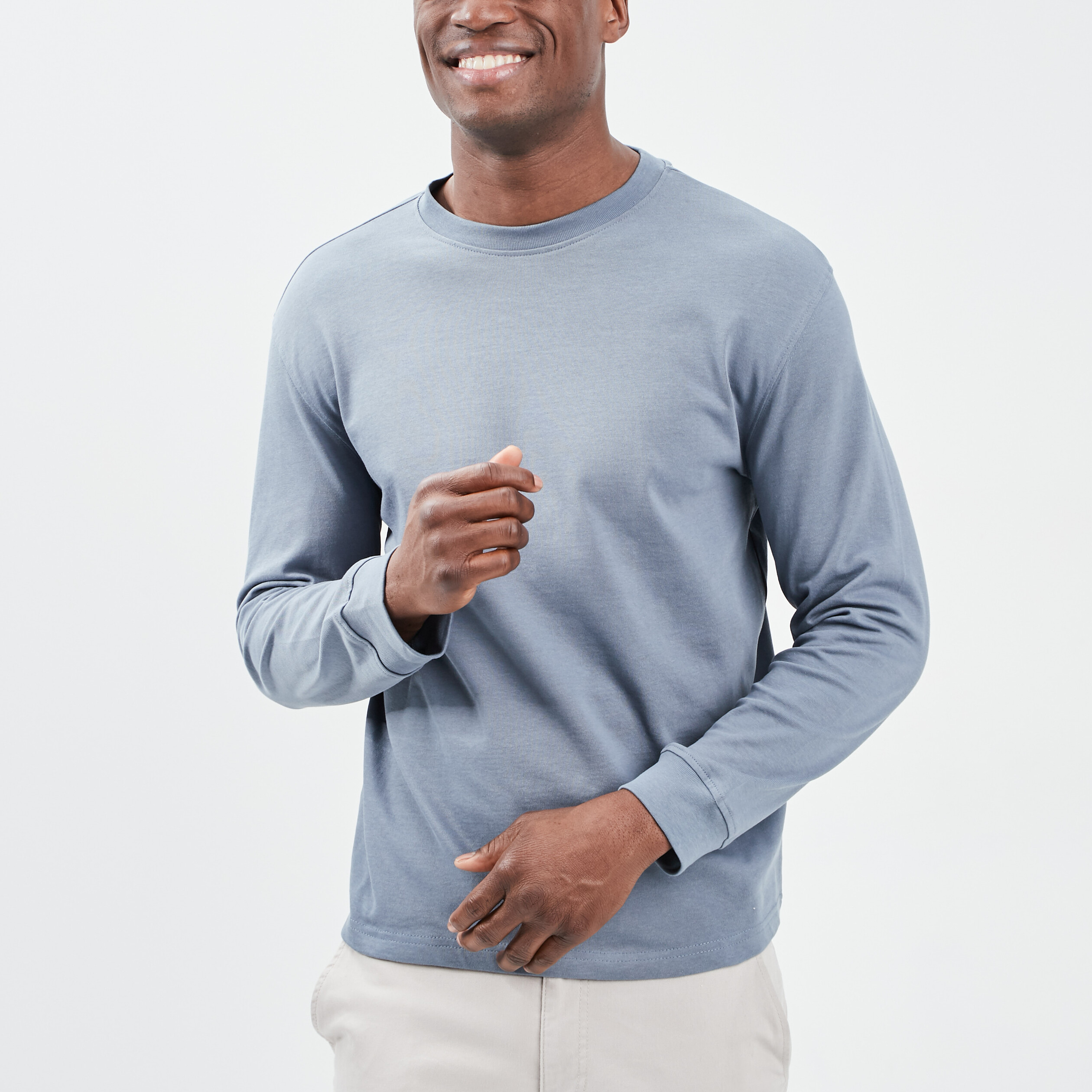 T-shirt manches longues bleu gris homme | La Halle