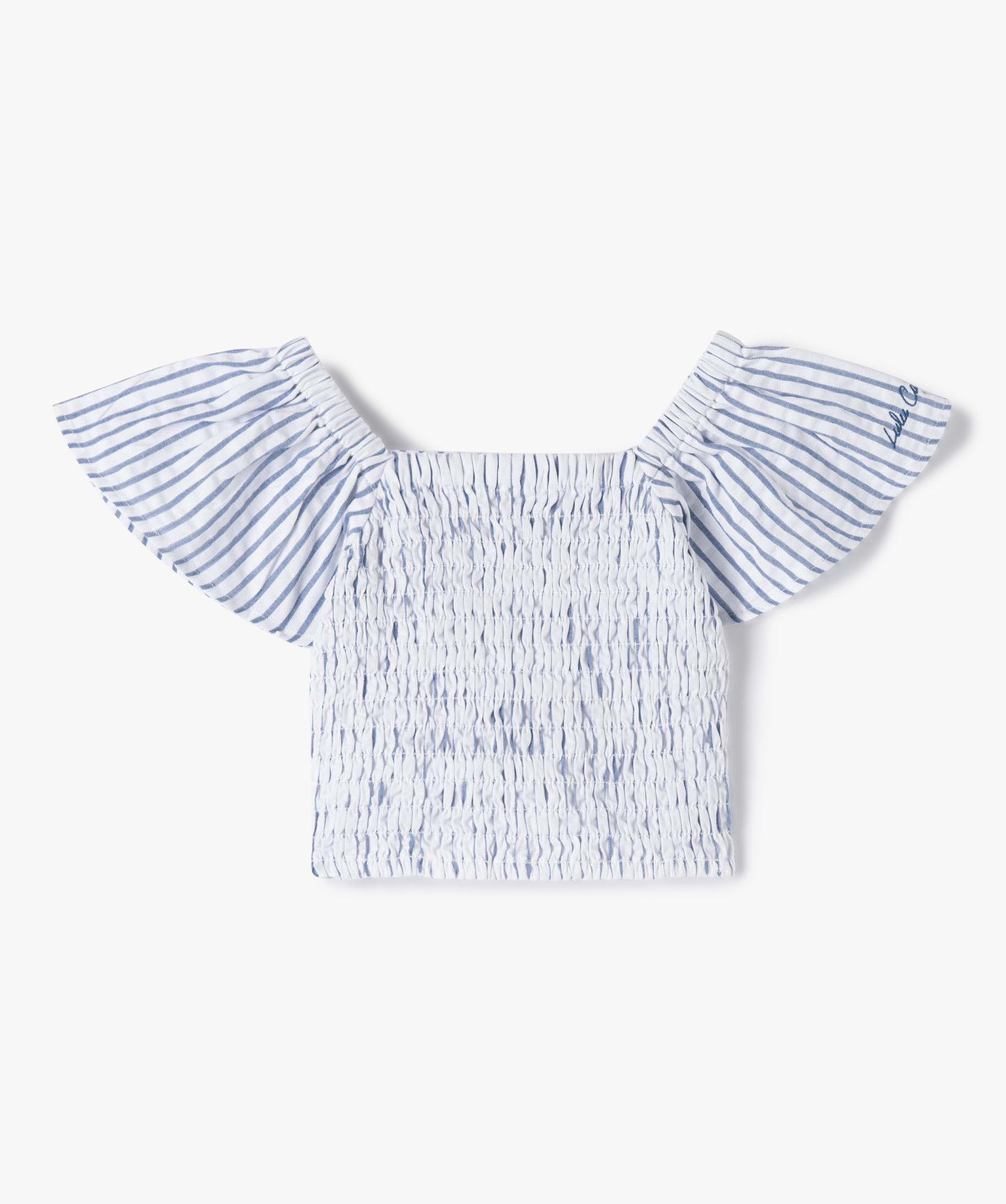 Chemise fille rayée avec manches volantées - LuluCastagnette raye | GEMO
