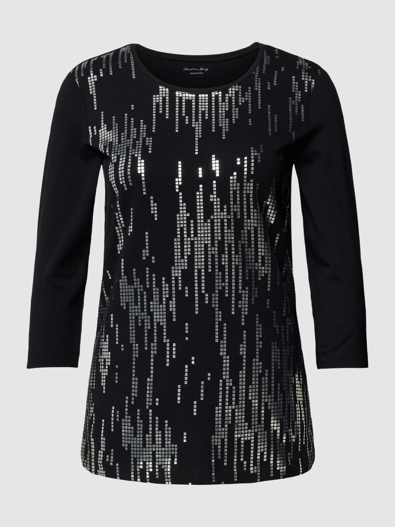 Longsleeve mit U-Boot-Ausschnitt in schwarz