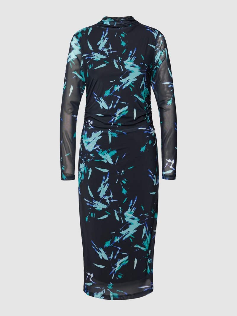 Midikleid mit Allover-Muster in petrol