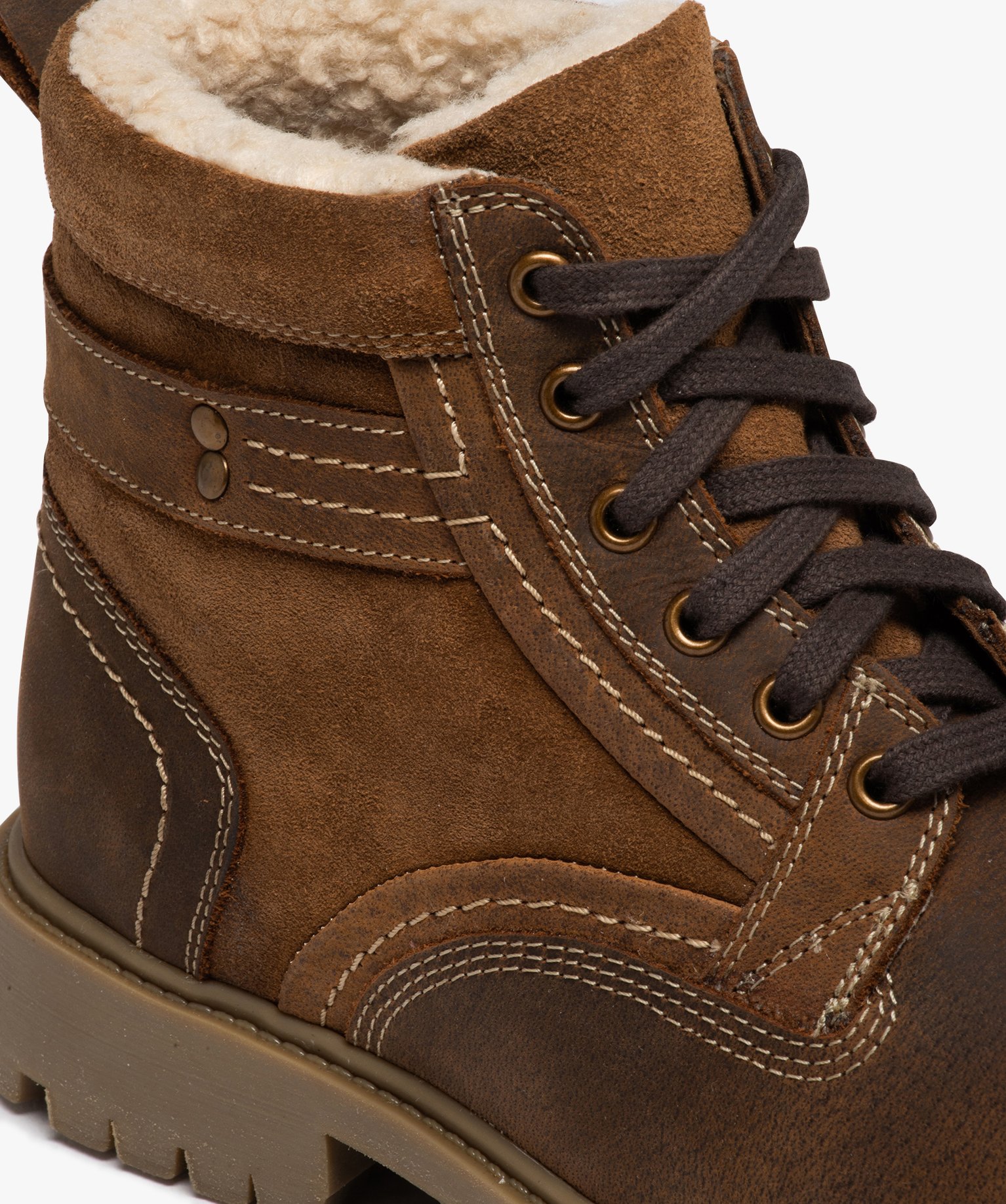 Boots homme mid-cut unies fourrées Sherpa marron | GEMO