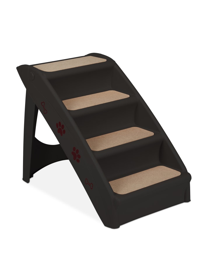relaxdays Hundetreppe in Schwarz - (B)39 x (H)49 x (T)61 cm günstig kaufen onesize